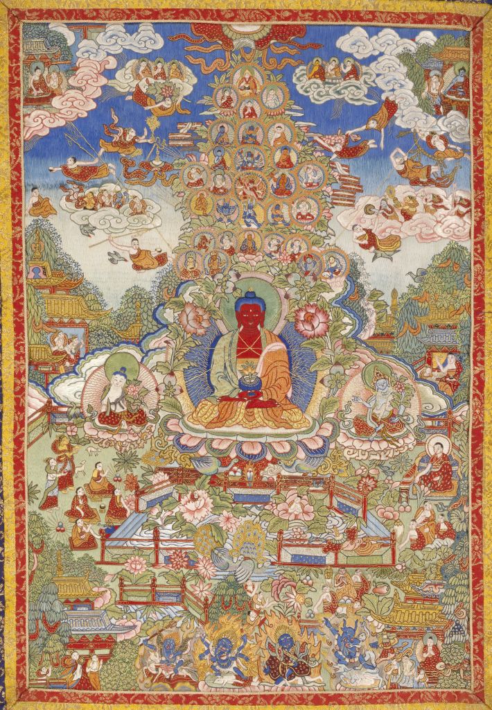 图片[1]-Embroidered Amitabha Buddha Paradise Thangka-China Archive